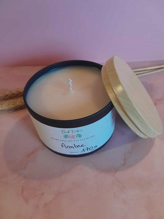 Bougie pot noir senteur ambre
