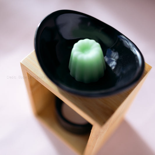 Brûle parfum en bambou et céramique noir